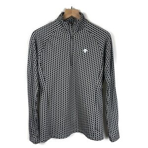 Descente Women's Japanese Luxury Ski 1/4 Zip, Houndstooth Black/White Size 8